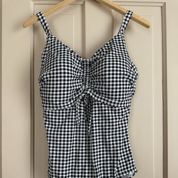 Black Gingham Size XL One Piece Land's End Bathing Suit - Picture 1 of 2